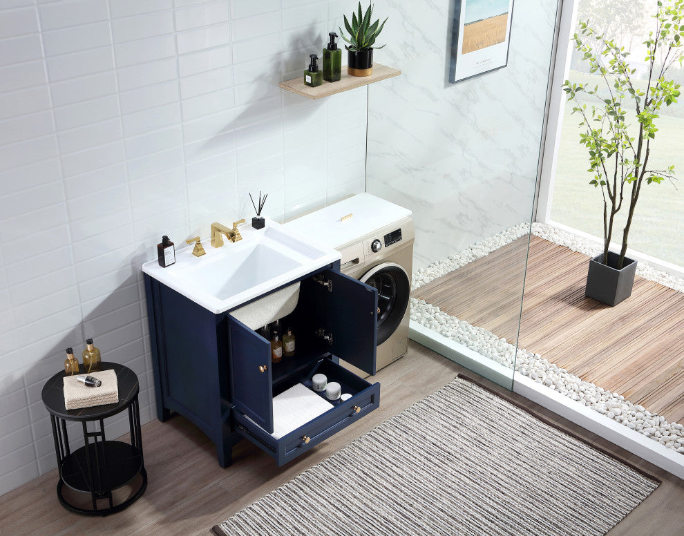 Stufurhome Delia 30" Laundry Utility Sink, Dark Blue