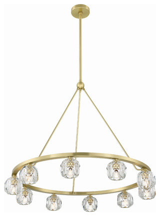 Aragon 10-Light Soft Brass Chandelier, Faceted Cut Crystal
