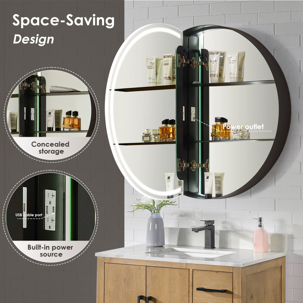 Radiant Frameless Surface-Mount LED Lighted Bathroom Medicine Cabinet, 32"