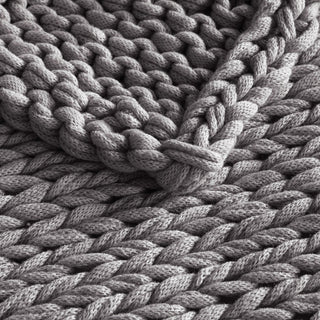Madison Park Chunky Double Knit Handmade Throw Blanket, Blush, Dark Grey