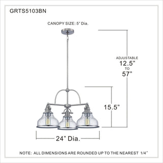 Quoizel GRTS5103 Grant 3 Light 24"W Chandelier - Palladian Bronze