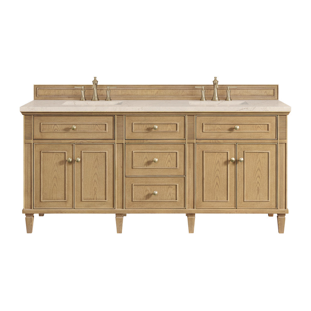 Lorelai 72" Double Vanity, Light Natural Oak, 3 CM Eternal Marfil Top