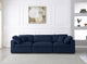 Serene Linen Textured Fabric Deluxe Comfort 3-Piece Modular Sofa, Navy