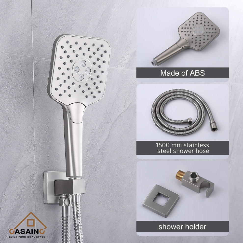 Brushed Nickel Wall Mounted  Shower Faucet Waterfall Shower Bar System, Brushed Nickle