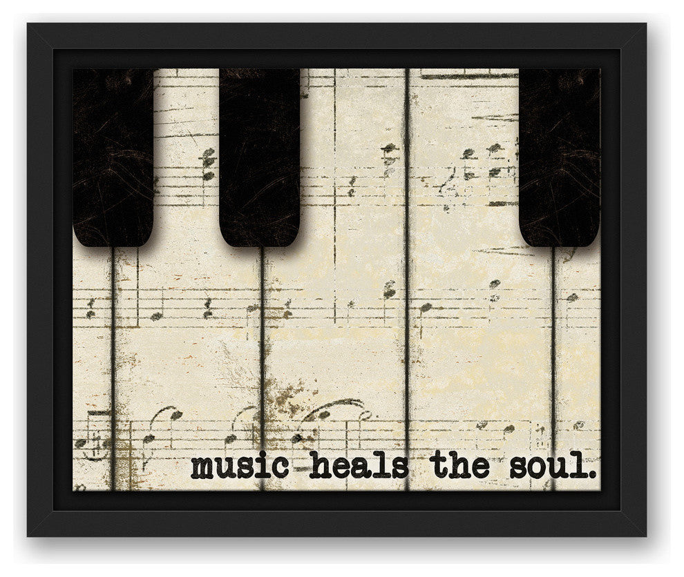 Piano Keys And Music Canvas Wall Art, 10"x8", Framed