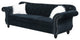 Benzara BM233088 93" Nailhead Trim Velvet Sofa With Crystal Tufting, Black