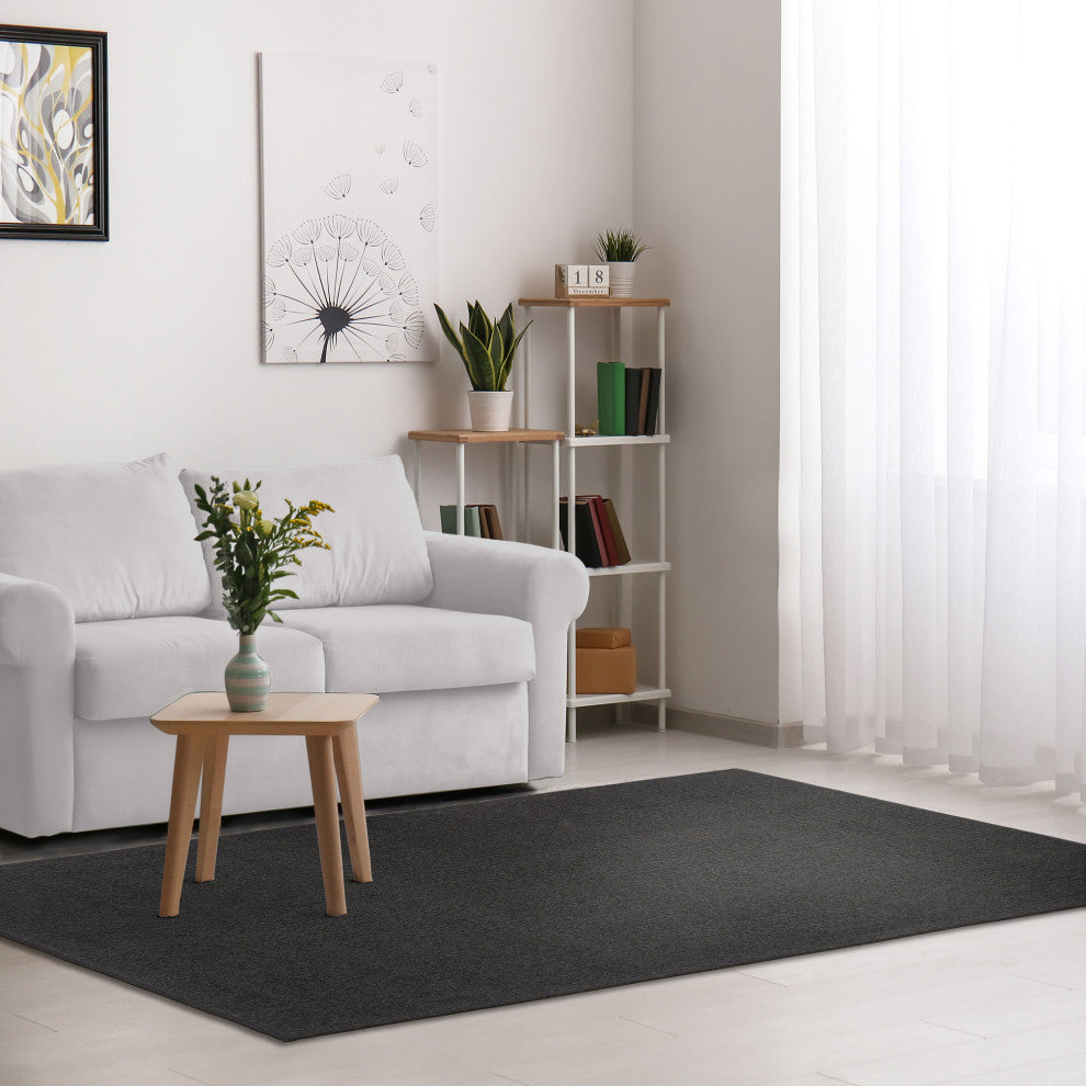 Calais Solid Indoor/Outdoor Rug, Charcoal, 7'6"x9'6"