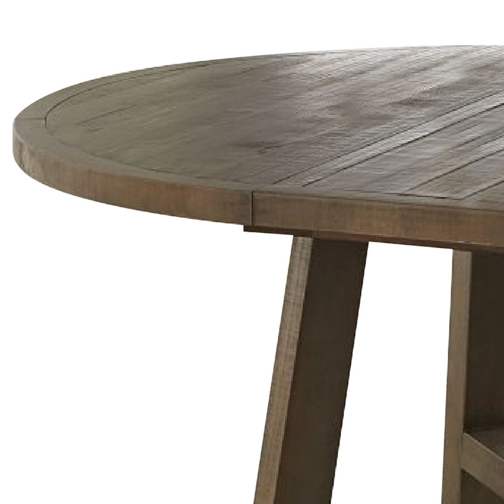 Benzara BM274126 Wood Planked Dining Table, Extension Leaf, Rustic Taupe Gray