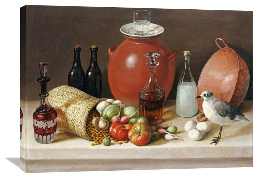 "Still Life With a Bird and a Pitcher" Artwork, 36" x 25"