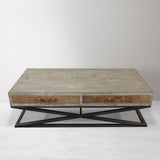 Syracuse Cocktail Table Metal Base Wood Top and Leather Strap