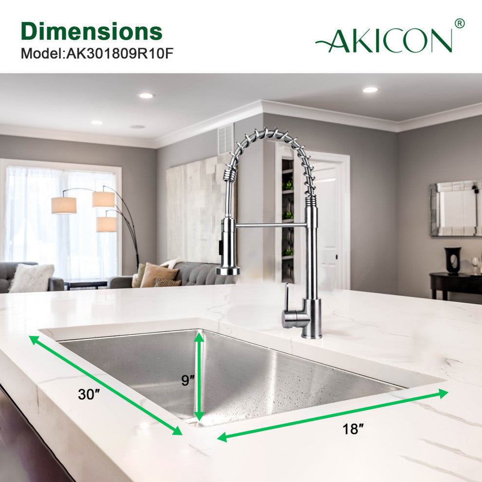 30"Undermoun Kitchen Sink and Drain Assembly  Strainer, Protective Bottom Grid