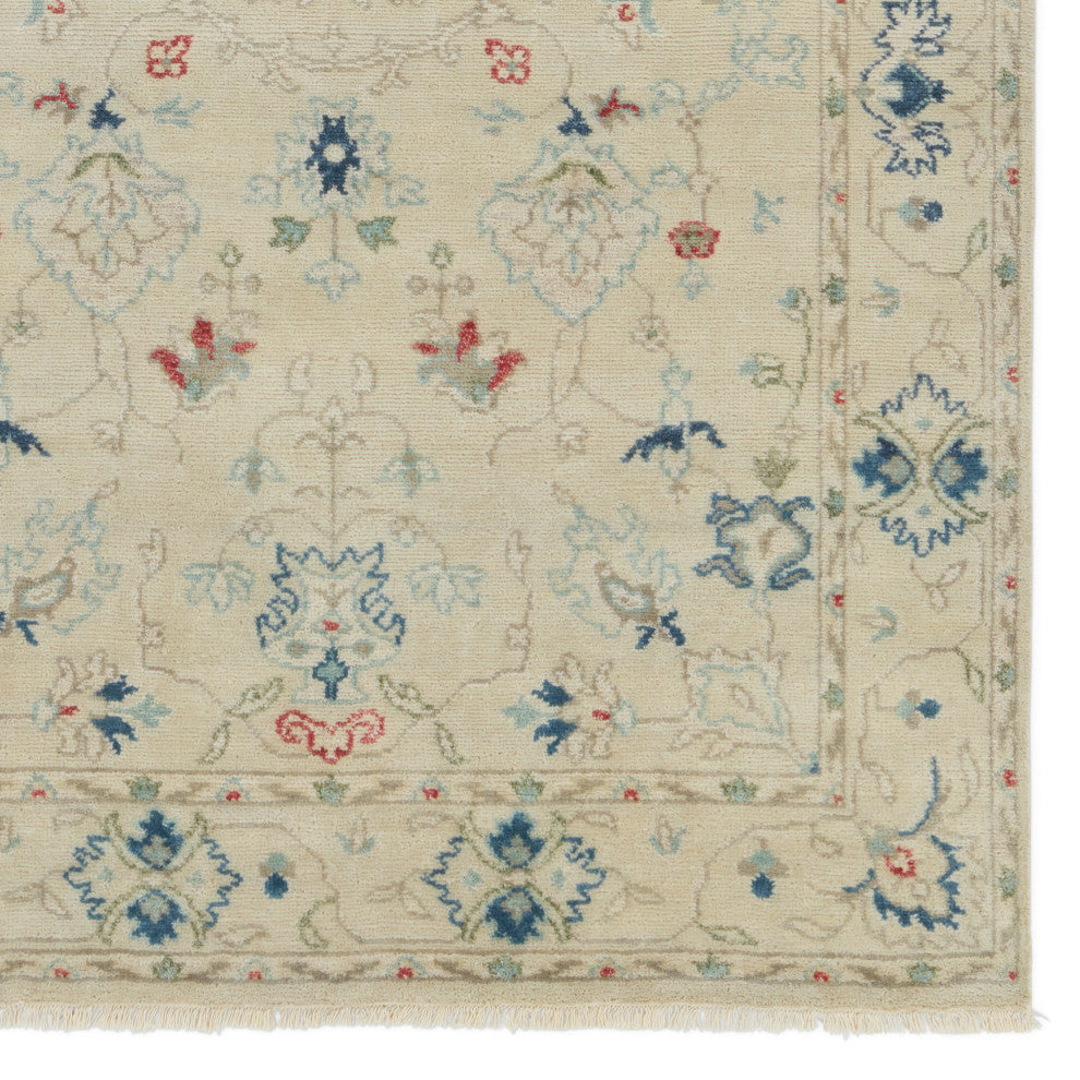 Jaipur Living Hacci Hand-Knotted Floral Cream/ Blue Area Rug, 10'x14'
