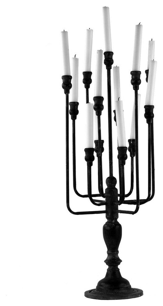 Rustic Black Iron Candelabra