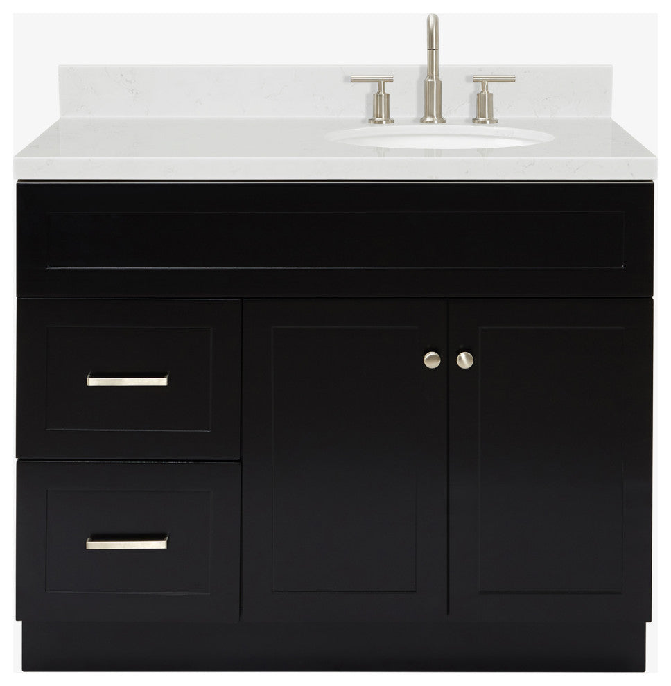 Ariel Hamlet 42" Single Right Oval Sink Bathroom Vanity, Carrara Quartz