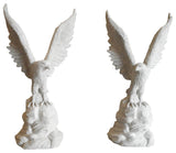 44"H Wings Up Concrete Eagle Statues, Pair in Hand Smooth Finish, Unpainted
