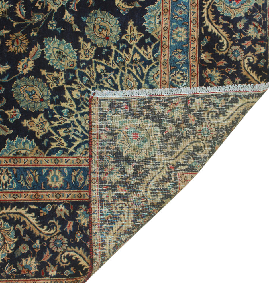 Fine Vintage Distressed Fem Navy Rug