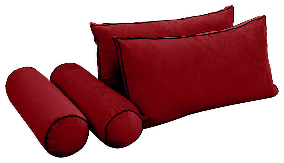 STYLE V2 Full Velvet ContrastPipe Indoor Daybed Bolster Pillow |COVER ONLY|AD369