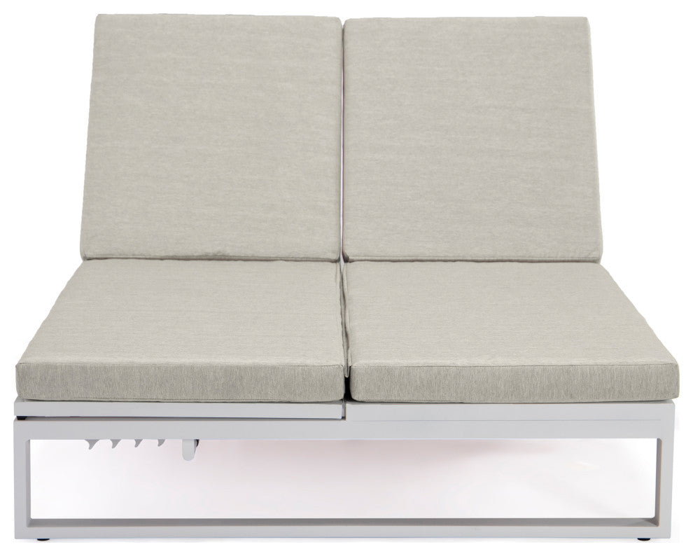 LeisureMod CLW-82BG Chelsea Convertible Lounge Reclining Double Chaise Cushions