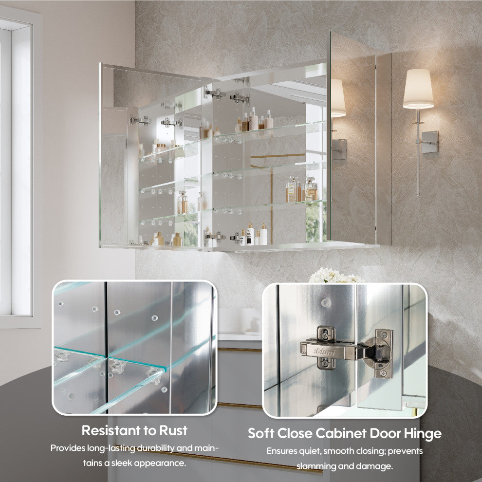 Recessed/Surface Mount Bathroom Medicine Cabinet, Soft-Close Blum Hinges, 36"x30", Dual Swing