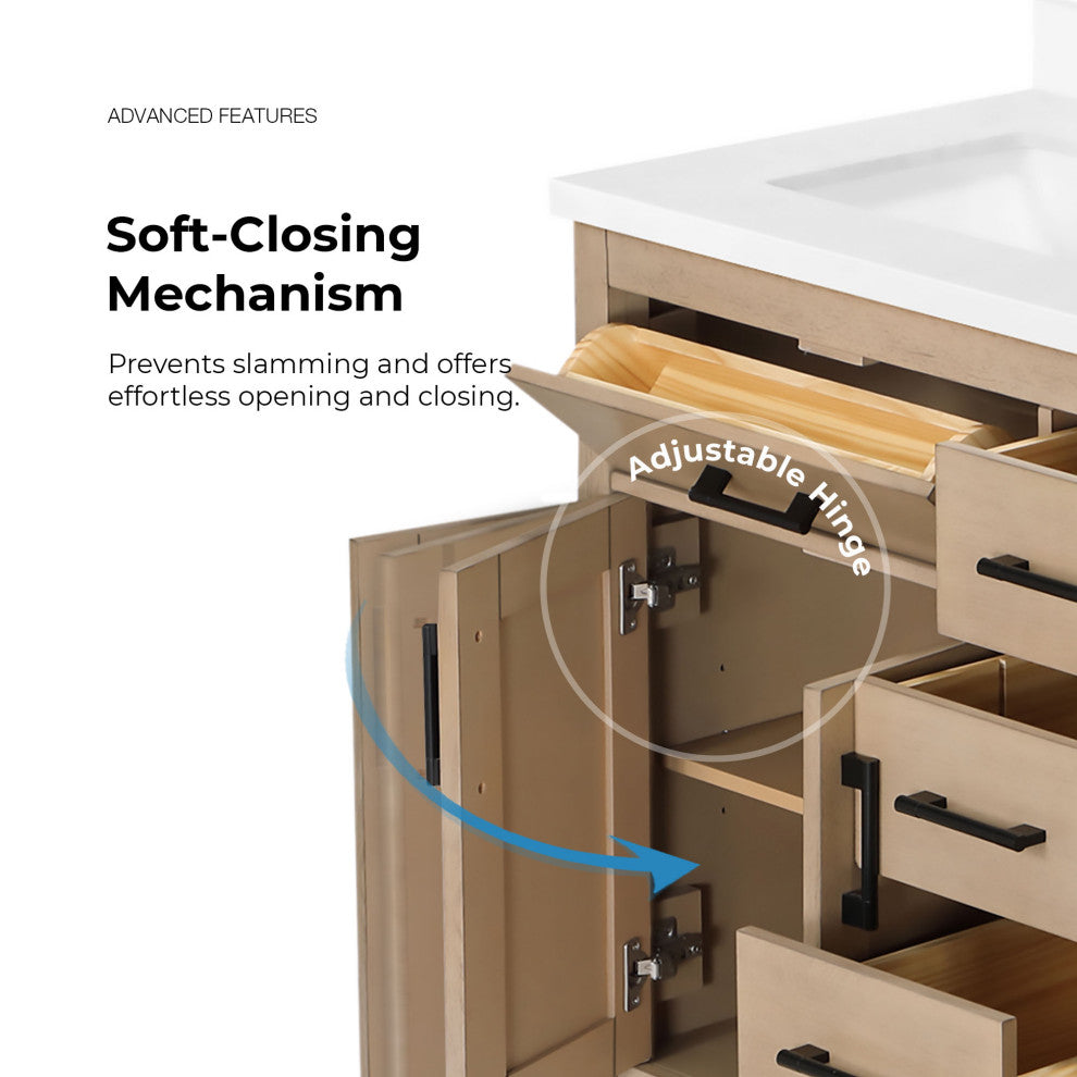 OVE Decors Bailey Vanity, Sahara Birch, 72"