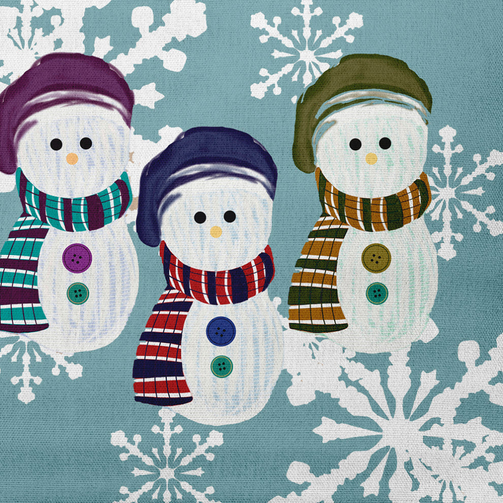 Sock Snowmen Decorative Throw Pillow, Blue-Gray, 16"x16"