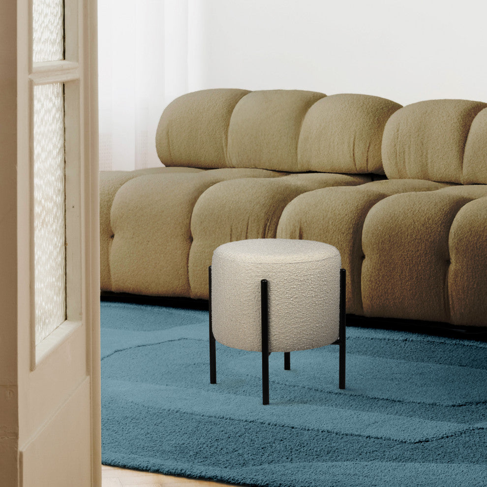 Silvia 18.5" Modern Minimalist Round Backless Metal Cushioned Vanity Stool