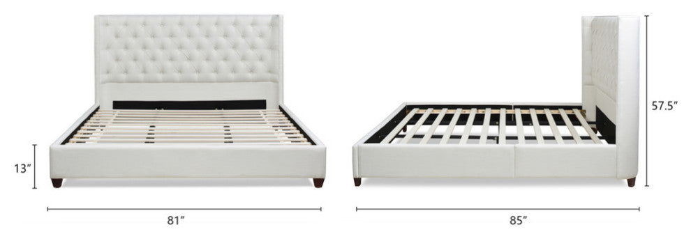 Manhattan Shelter King Platform Bed Frame, Antique White Polyester