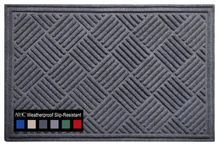 A1HC Superior Absorbant Polypropylene Doormat, Dark Gray Checkered, 24"x36"