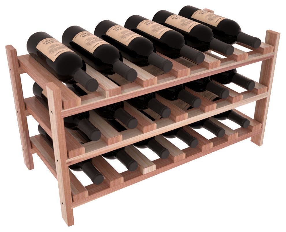 18-Bottle Stackable Wine Rack, Premium Redwood, Satin Finish