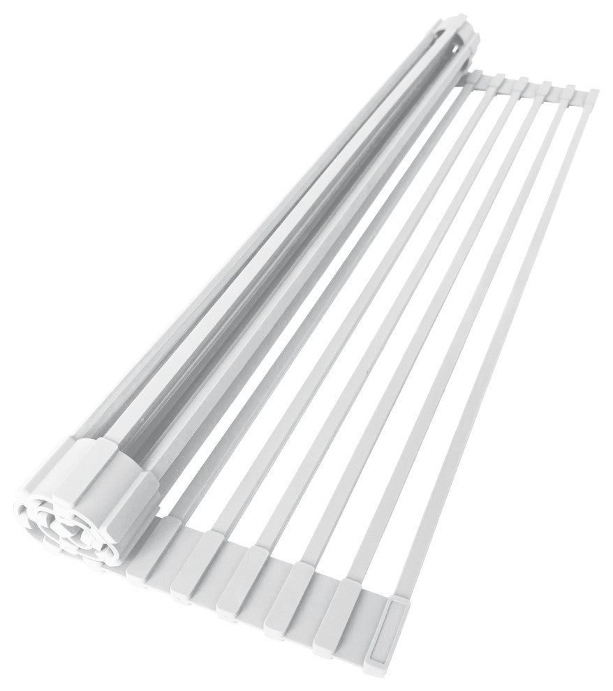 Stylish Multipurpose Over Sink Roll-Up Dish Drying Rack, White