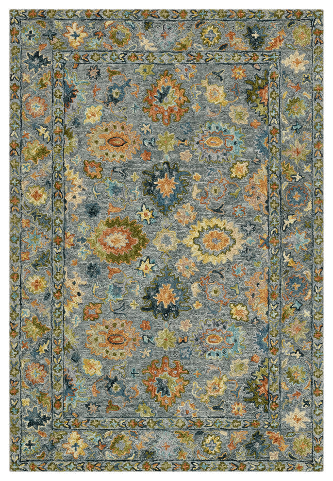Jackson Traditional Gray Hand-Hooked Area Rug 3'6" x 5'6"