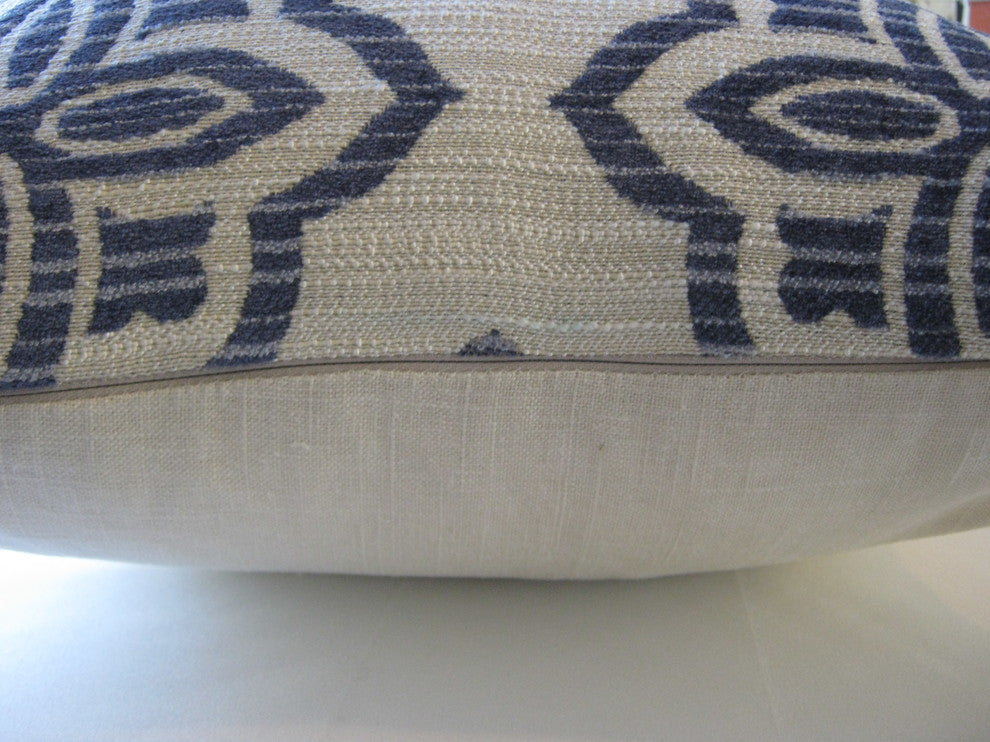 Chenille Texture Medallion Pillow, Blue/Ivory, Without Insert