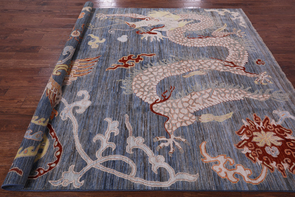 Dragon And Phoenix Handmade Wool Rug 8' 4" X 9' 10" Q10401