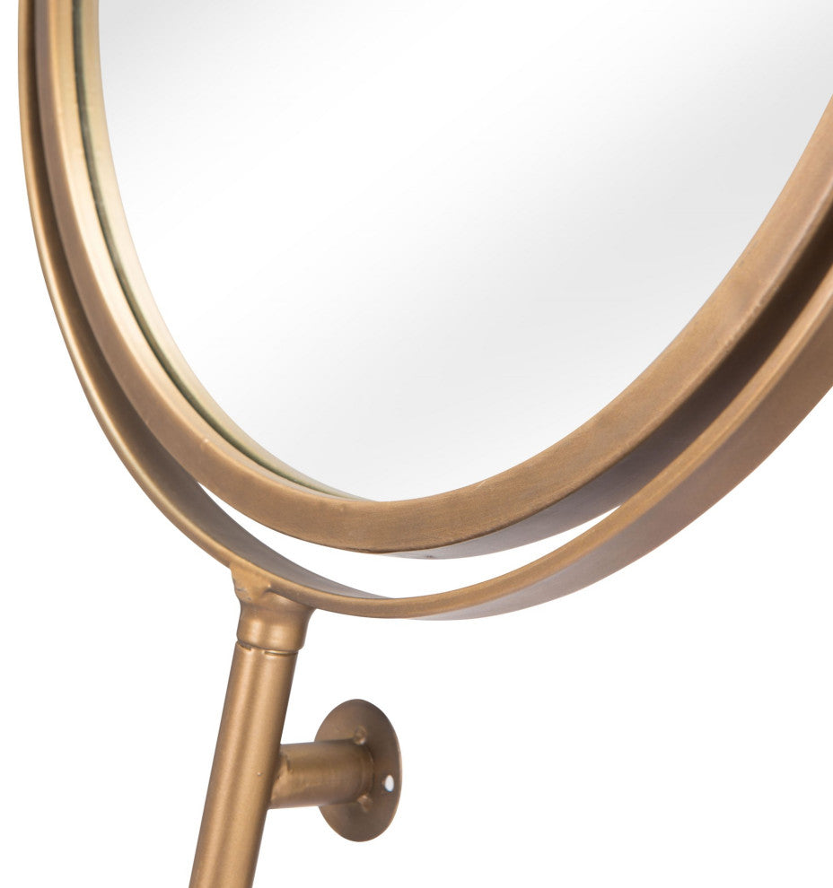 Frame Wall Mirror, Round, Glass, Steel Metal, Gold, Bedroom Living