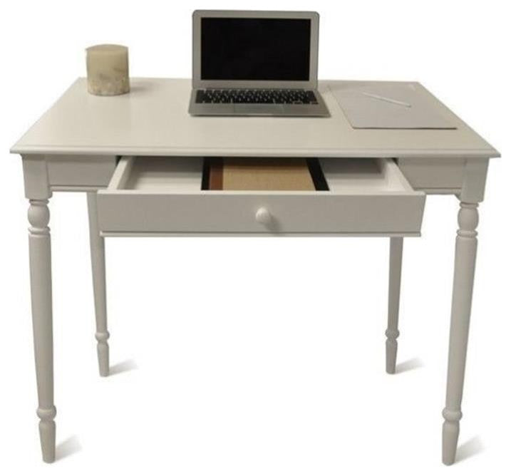 Scranton & Co Traditional Wood Home Office Desk with Drawer in White