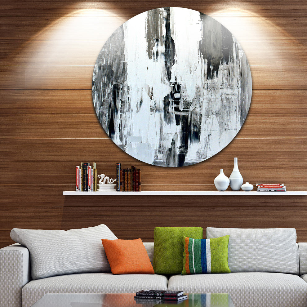 Brown And Beige Painting, Abstract Large Disc Metal Wall Art, 36"
