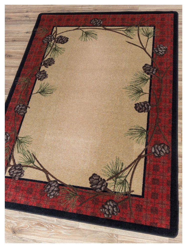 Delicate Pines, Red, 8' Round