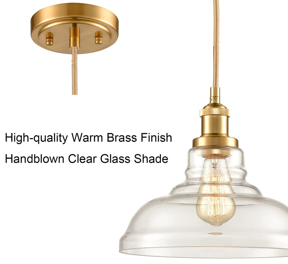 Vintage-Style 1-Light Pendant, Brass