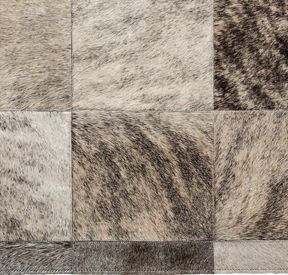 Cowhide Patchwork Rug, Ares, Slate, 6'x9'