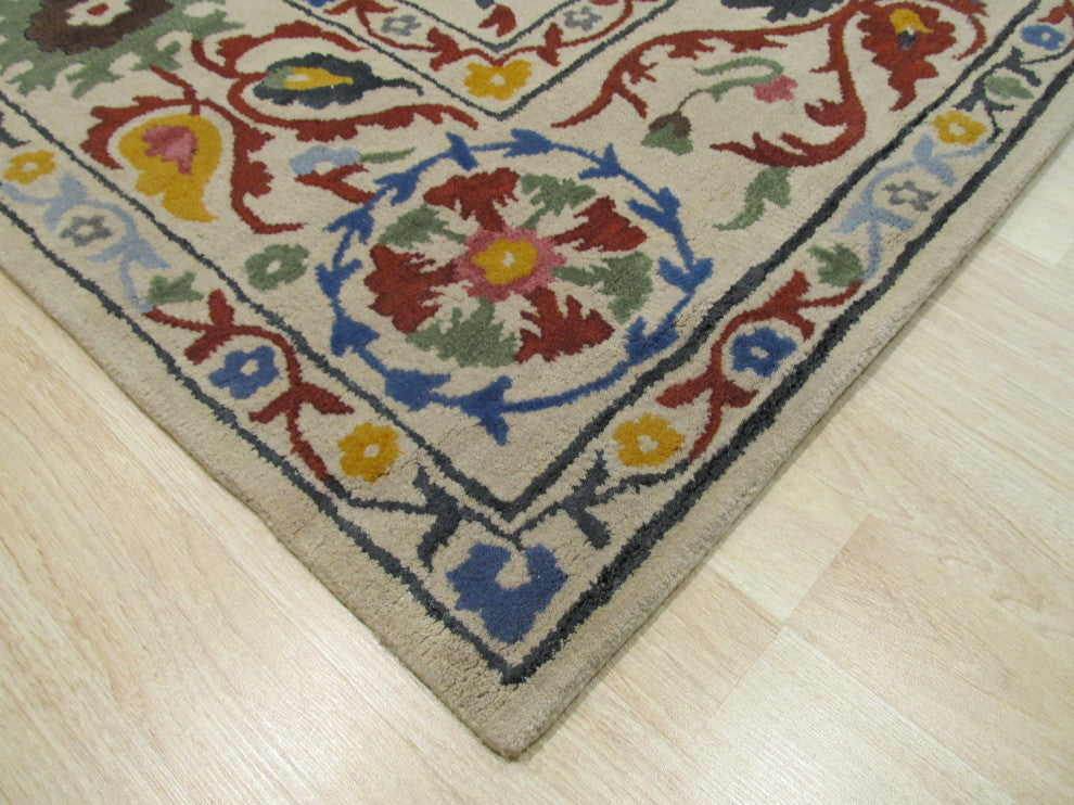 Ivory Transitional Floral Suzani Area Rug