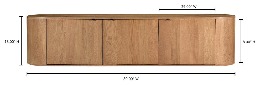 Theo Natural Solid Oak Wood Media Bench
