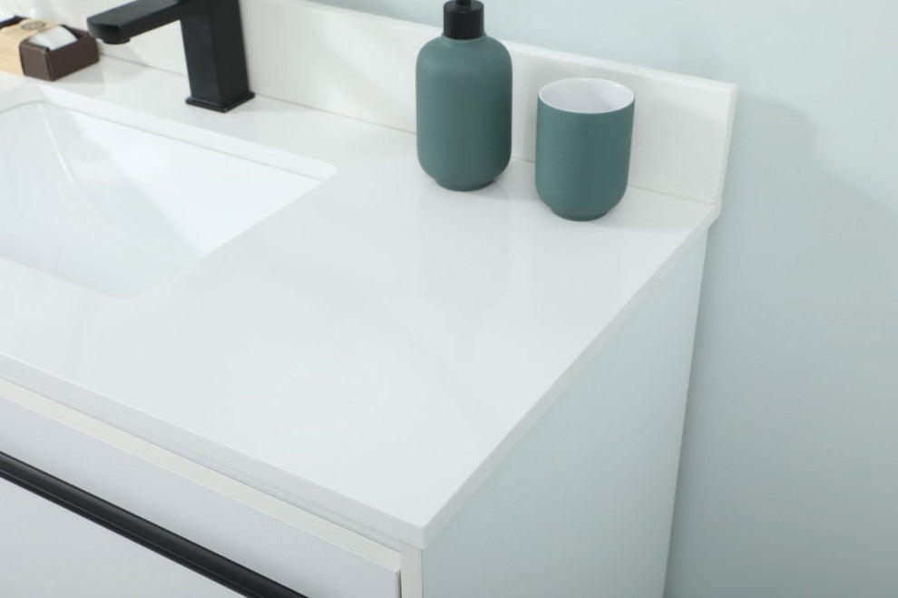 Sue 40" Single Bathroom Vanity, White, With Backsplash