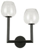 Nora 2 Light Wall Sconce, Left, Matte Black, Clear Glass