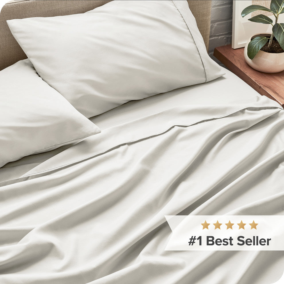 Bare Home 1800 Microfiber Sheet Set, Ivory, Split King