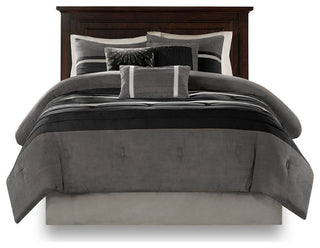 Madison Park Palmer Vera Microsuede 7-Piece Comforter Set, Black