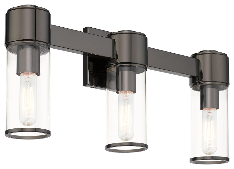 Livex Lighting Quincy 3-Light Black Chrome Vanity Sconce