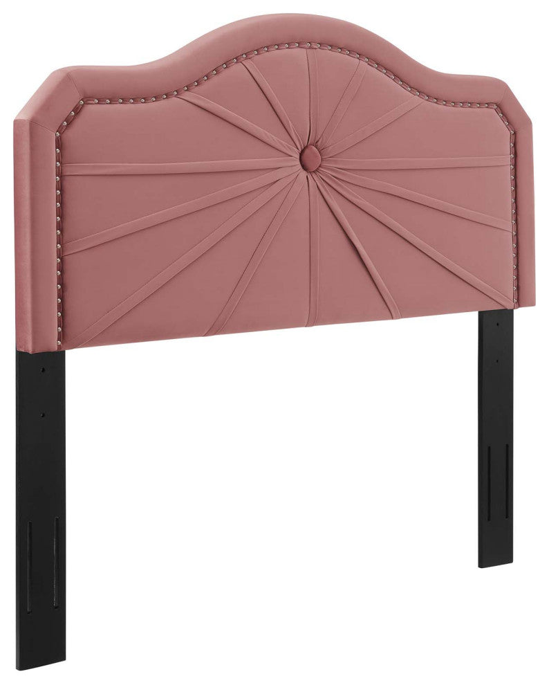 Kristin Pleated Performance Velvet Twin Headboard-Dusty Rose