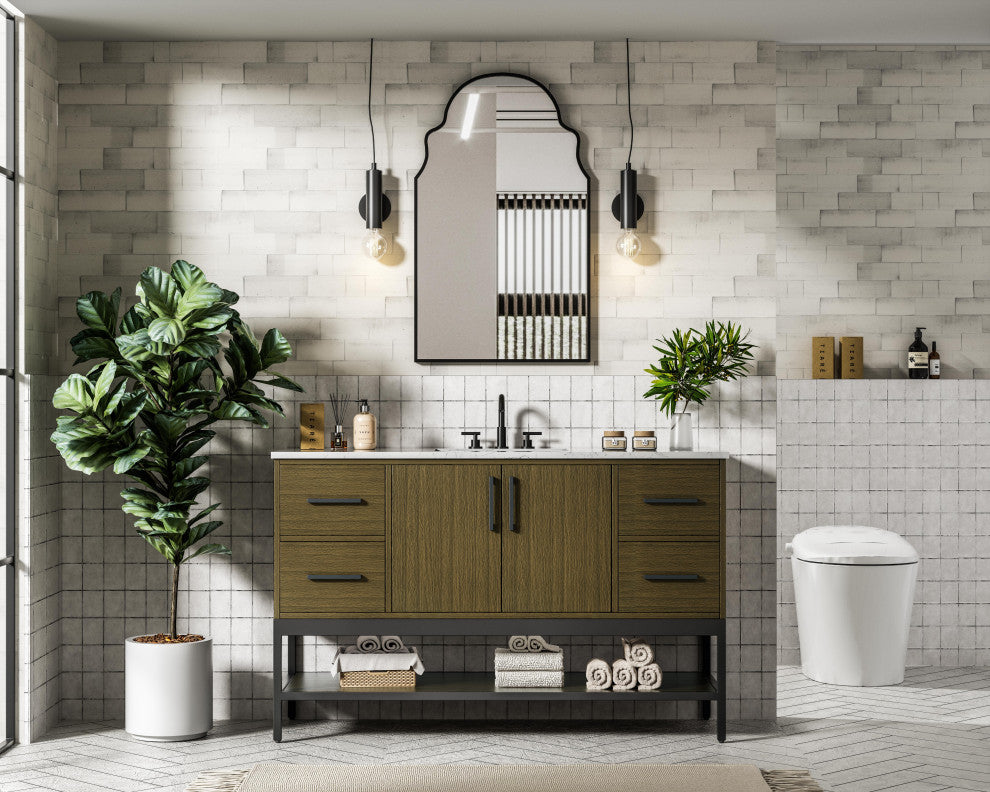 Home Living 54" Single Bathroom Vanity, Chestnut Brown