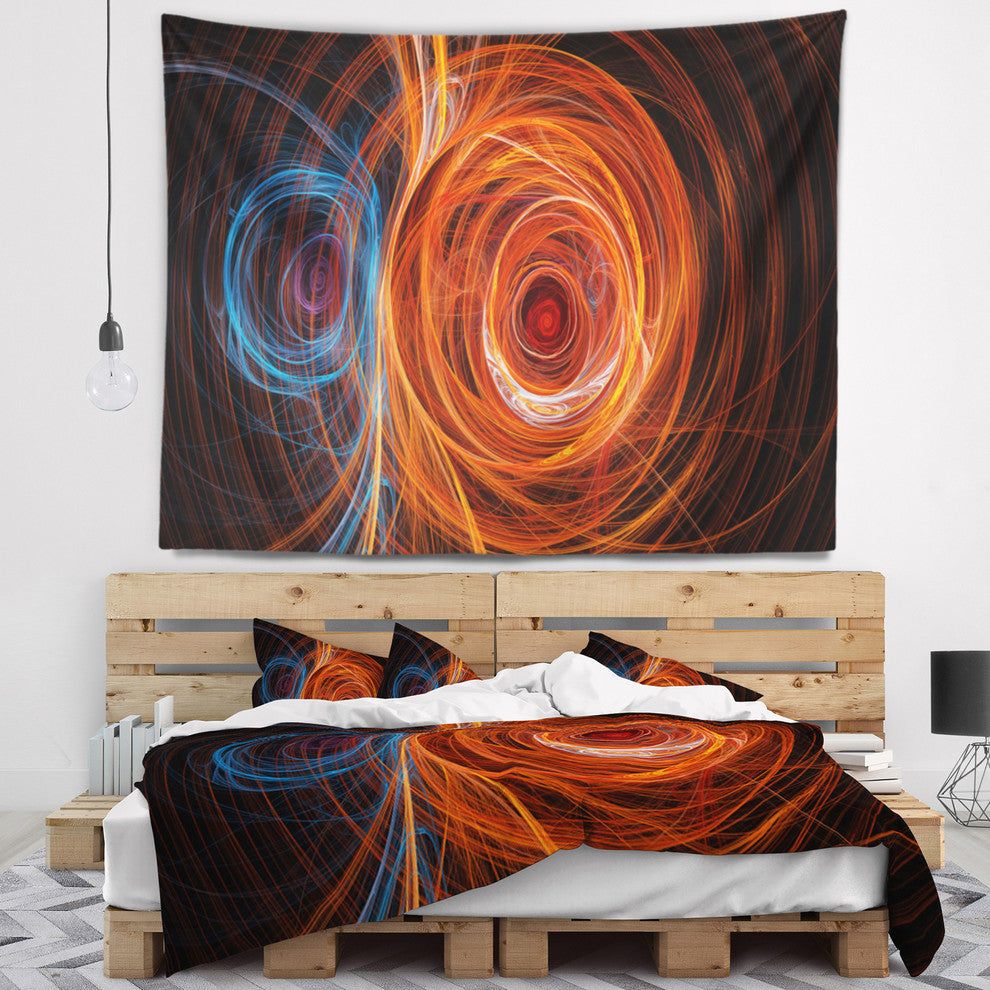 Brown Abstract Fractal Circles Abstract Wall Tapestry, 39"x32"