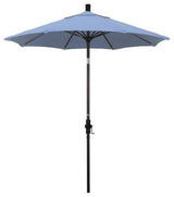 7.5' Bronze Collar Tilt Lift Fiberglass Rib Aluminum Umbrella, Sunbrella, Air Blue